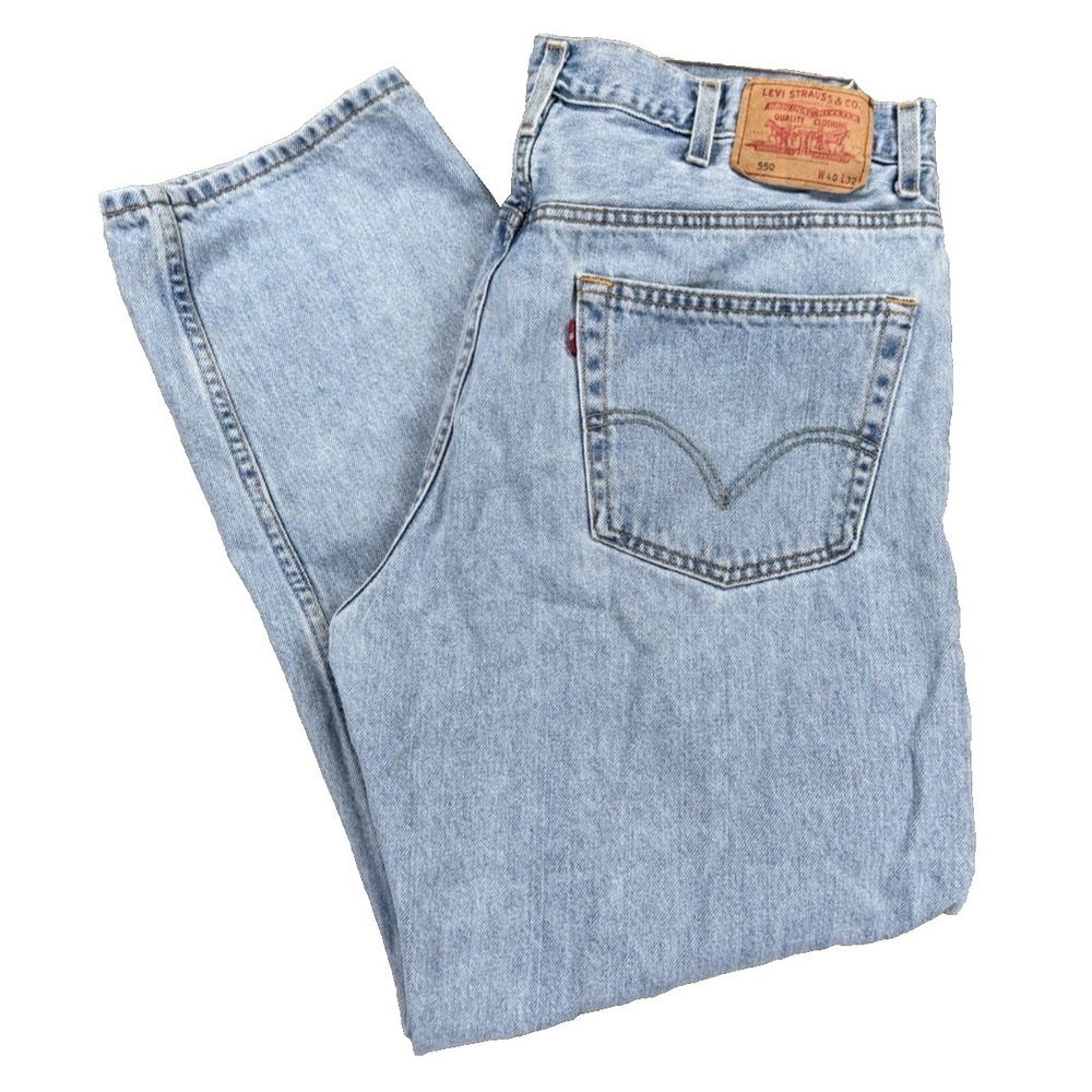 Levis 550 Relaxed Fit Blue Denim Jeans Mens 40 x 32 Straight Leg Mid Rise